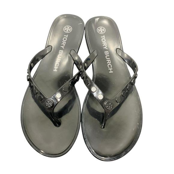 Tory Burch‎ Studded Jelly Sandals SZ 7 BLACK - Picture 1 of 8